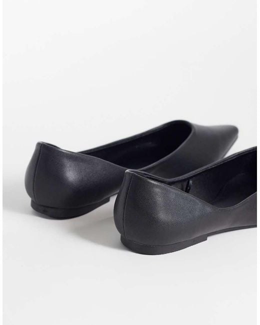SEQWL Wide Fit White Scar Pointed Ballet Flats