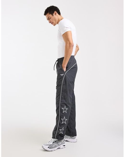 Hollister White Contrast Piping baggy Track Bottoms for men