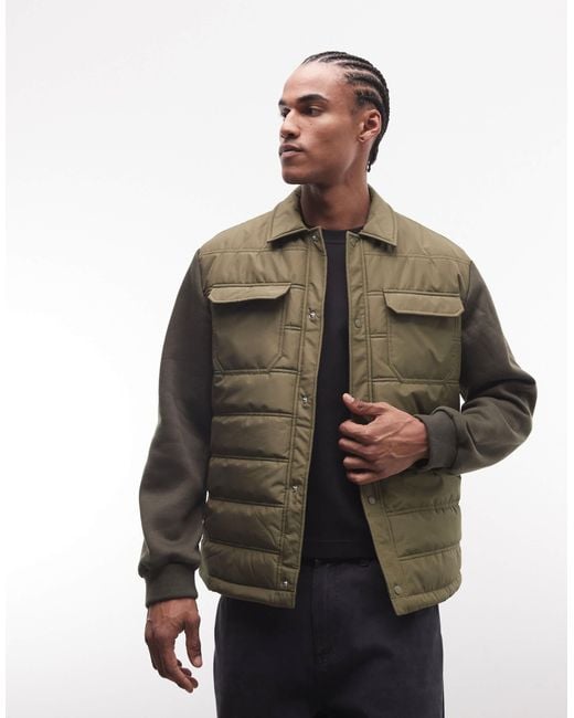 ASOS Green Regular Quilted Liner Jacket for men