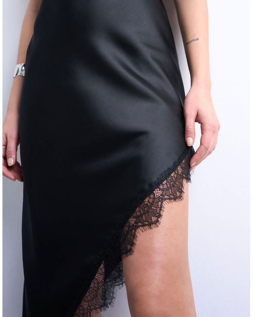 TOPSHOP White – asymmetrisches midi-trägerkleid aus satin