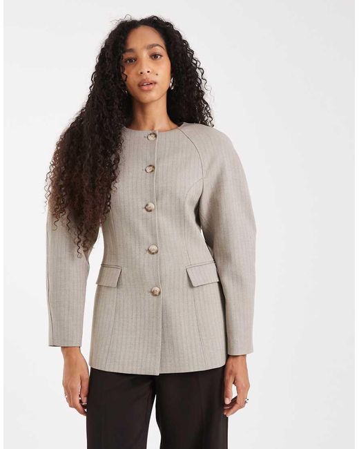 ASOS White Cinch High Break Point Cocoon Blazer