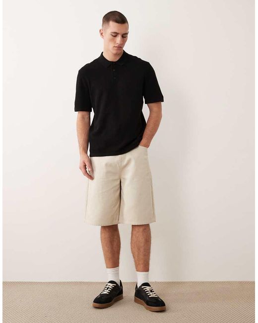 Jack & Jones Black Knit Polo With Short Sleeves for men