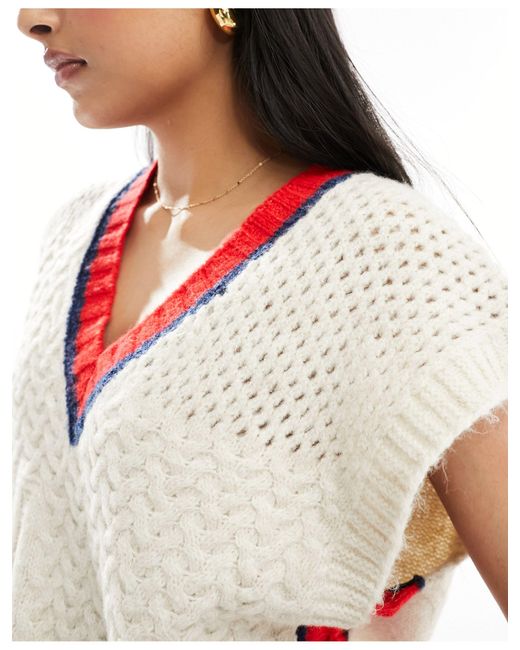ASOS White Knit Tank Top With Tipped Edges