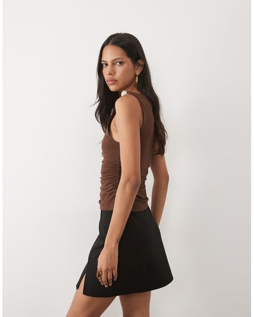 New Look Black Split Hem Mini Skirt