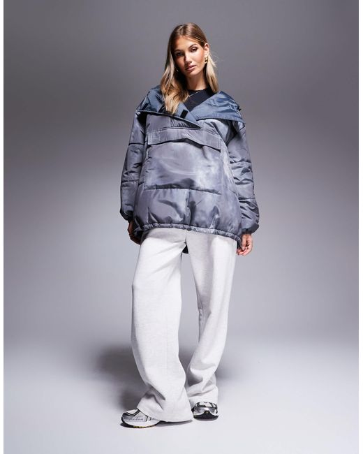 Asos weekend collective doudoune a enfiler avec imprime anthracite delave ASOS en coloris Bleu Lyst
