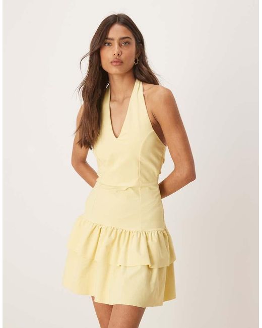 ASOS Mini Jurk Met Halternek En Rara Rokje in het Natural