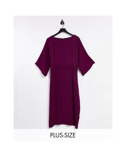 Vestito longuette a coste color prugna di Closet London Plus in Purple