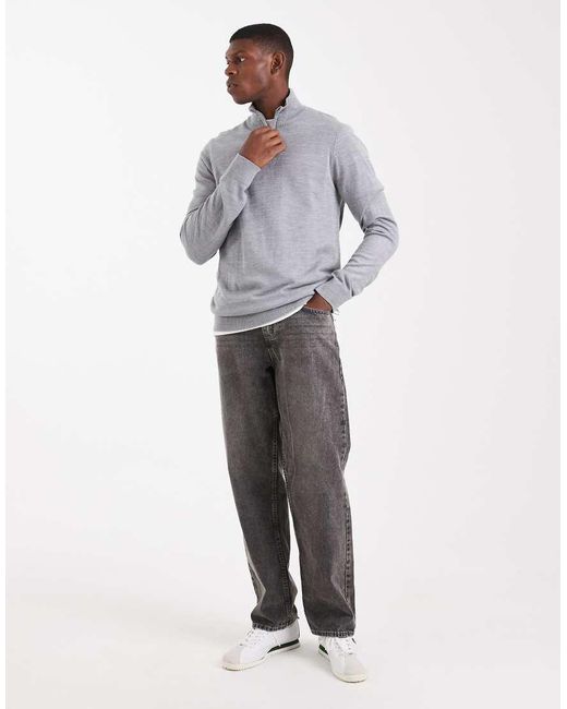 Threadbare Trui Met 1/4 Rits in het Gray voor heren