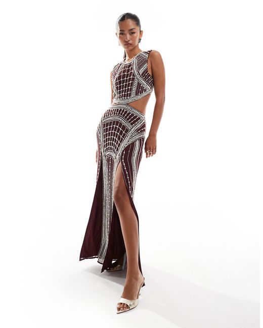 ASOS White – perlenverziertes maxikleid