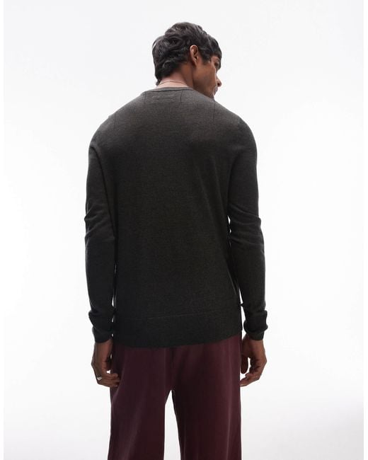 AllSaints – mode – strickpullover aus merinowolle in Black für Herren