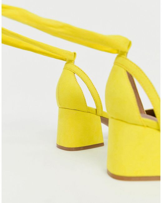 yellow wide heels