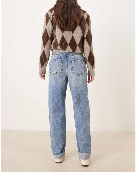 ASOS Blue High Rise Relaxed Mom Jean