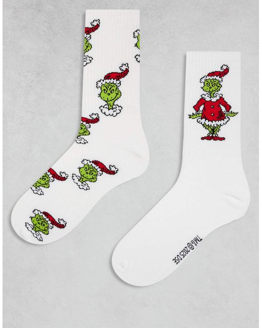 ASOS White Christmas 2 Pack Socks With The Grinch Graphic for men