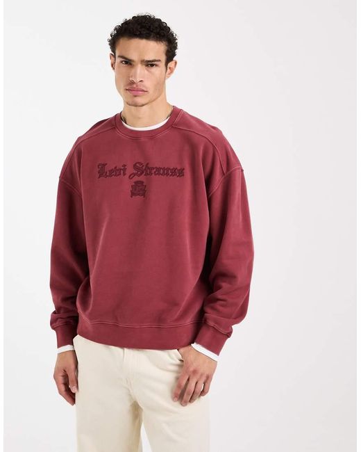 Levi's Red Relaxed Graphic Print Sweatshirt for men