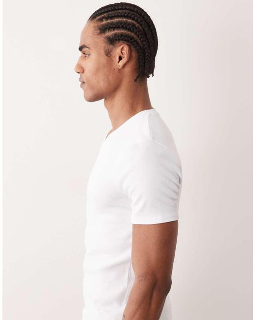 ASOS White Muscle Fit T-shirt With V-neck for men