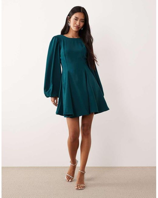 Nobody's Child Blue Ava Long Sleeve Mini Dress