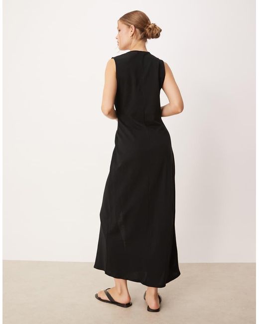 Vestito Midi Con Scollo A Vogatore E Nodo di Mango in Natural