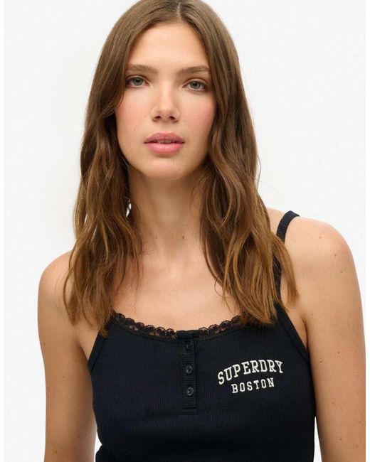 Superdry Multicolor Athletic Essentials Embroidered Button Cami Top