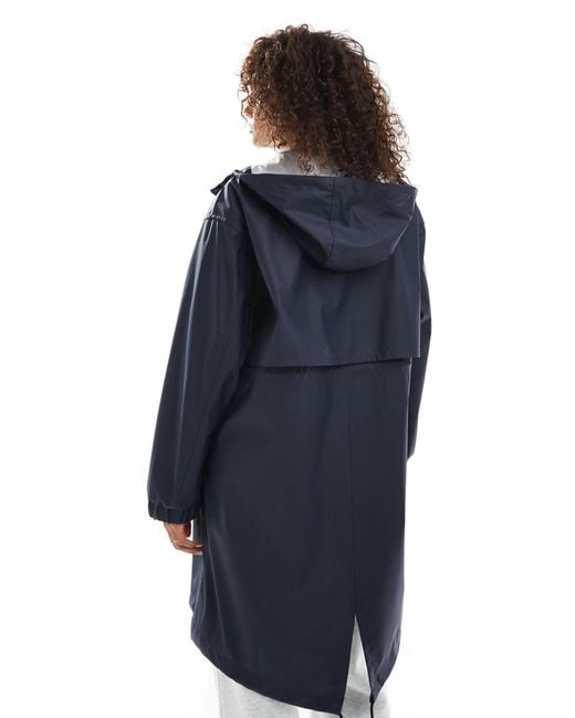 ASOS Blue Contrast Detail Rubberised Rain Parka