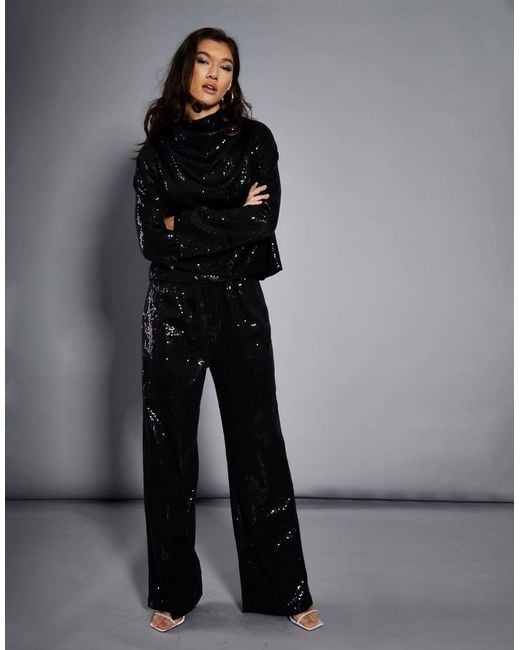 Glamorous Black Sequin Trousers