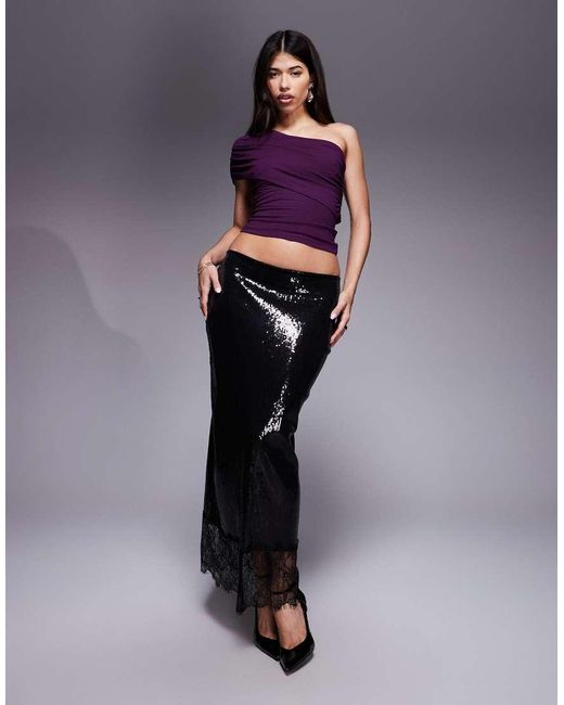 ASOS Purple Draped One Shoulder Top