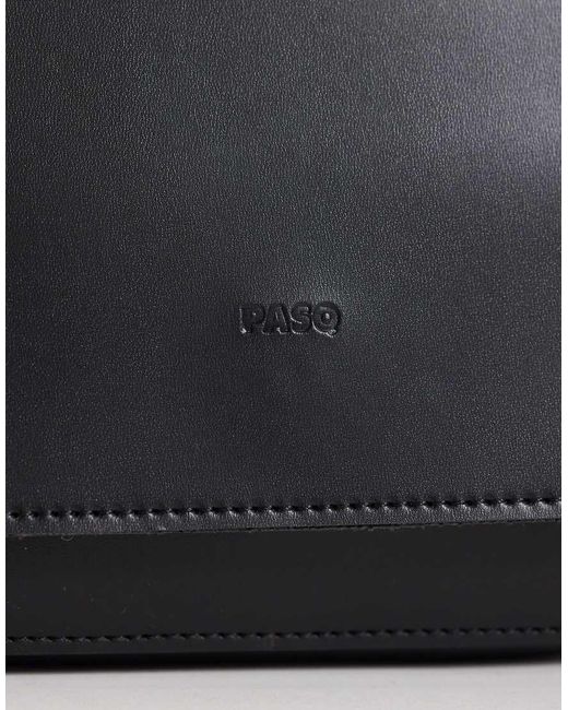 PASQ Black Flap Top Cross Body Bag