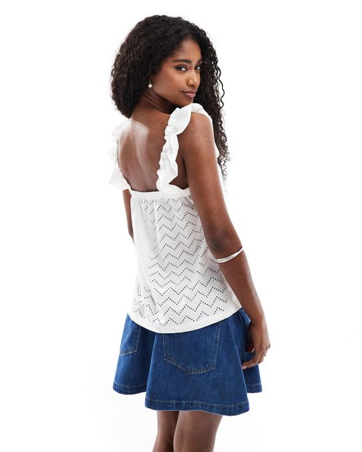 Vero Moda White Shirred Strap Cami Top