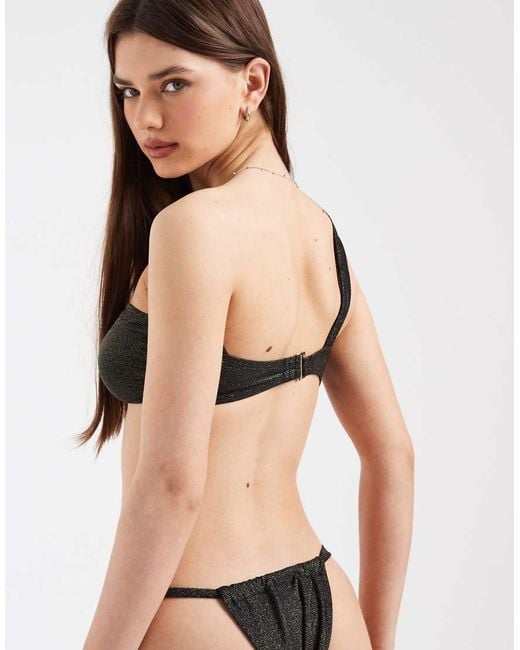 Pieces Brown One Shoulder Bikini Top Co-ord