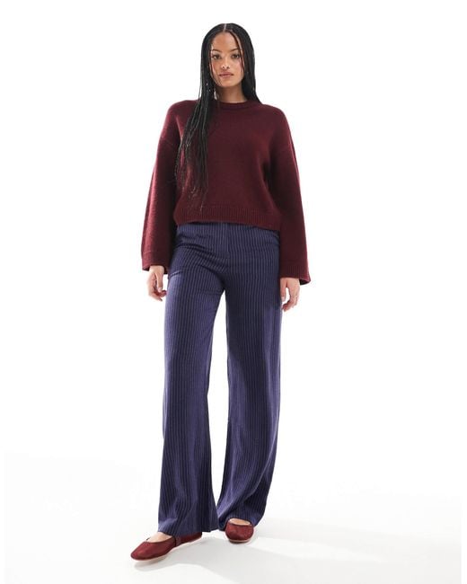 ASOS Red Tall Relaxed Straight Leg Trousers With Linen
