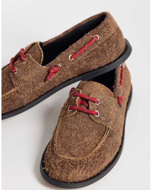 Pompeii UK Brown Pompeii Ariete Textured Suede Boat Shoes