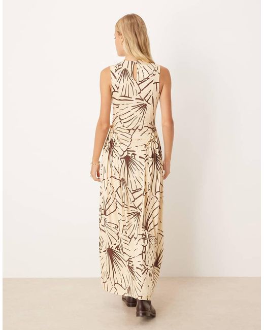 ASOS Natural Sleeveless Frill Hip Detail Midi Dress