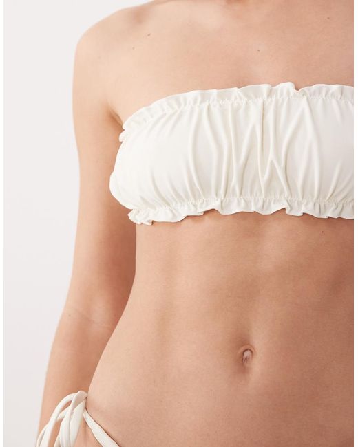 Miss Selfridge Natural Ruched Bandeau Bikini Top