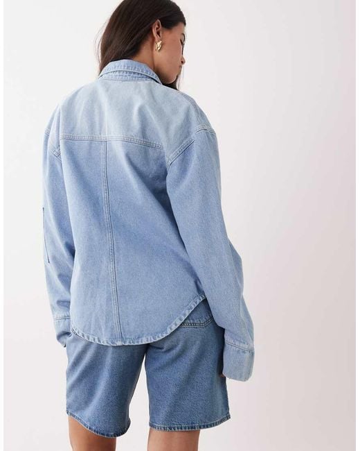 ASOS Blue Oversized Patchwork Denim Shacket