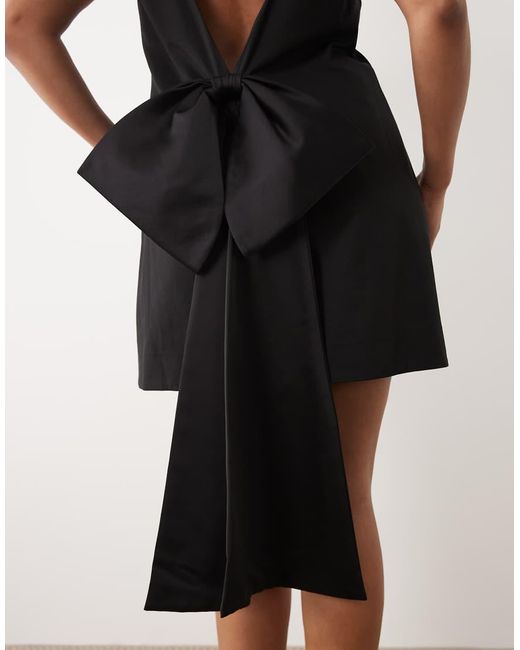 ASOS Black Asos Design Curve Slash Neck Shift Mini Dress With Bow Back
