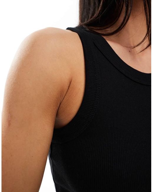 Weekday Black Rib Fitted Tank Top