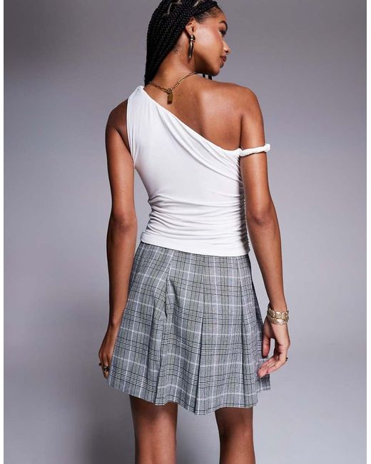 ASOS Gray Tailored Pleated Mini Skirt