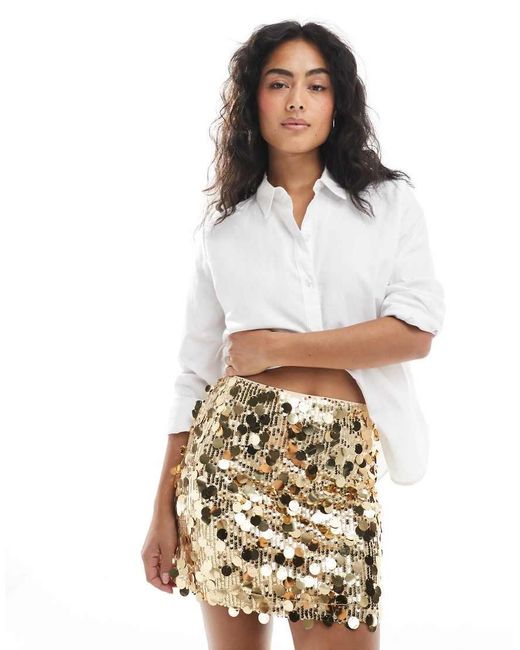 ASOS White Mixed Sequin Mini Skirt