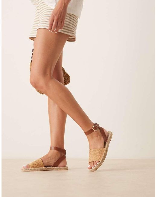 Sandalias Estilo Alpargata Con Mezcla De Rafia Jilly De -Marrón ASOS de color Natural