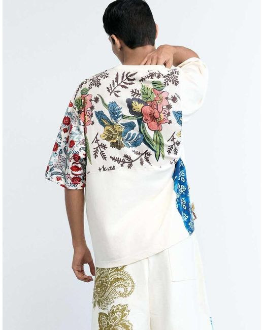 Desigual White Patchwork T-Shirt for men