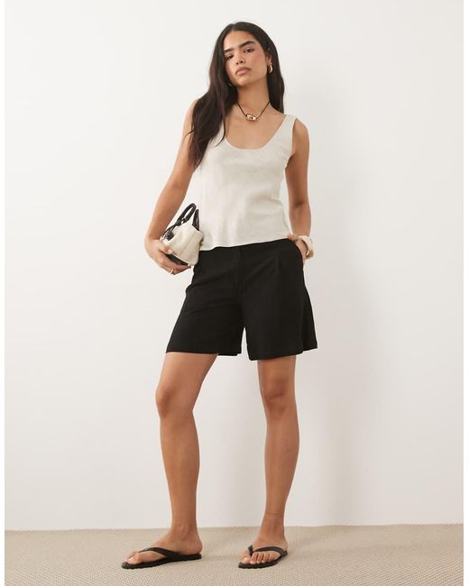 ASOS White Scoop Neck Linen Vest