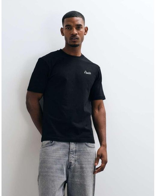 Parlez Black T-shirt With Graphic Back Print for men