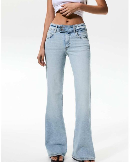 Pull&Bear Bootcut Jeans Met Lage Taille in het Blue