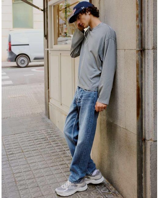Bershka Blue Tall Straight-Leg Jeans for men