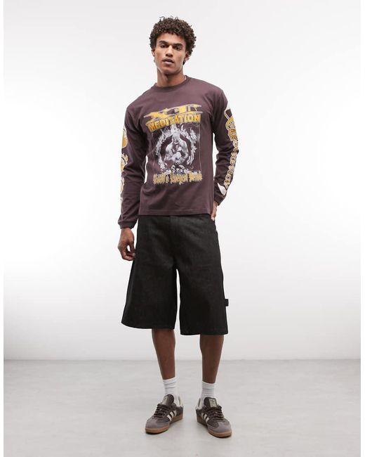 Xlarge Brown Meditation Long Sleeve T-shirt for men
