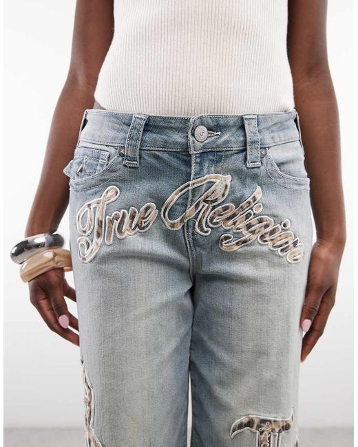 True Religion White Bobbi baggy Logo Print Jeans