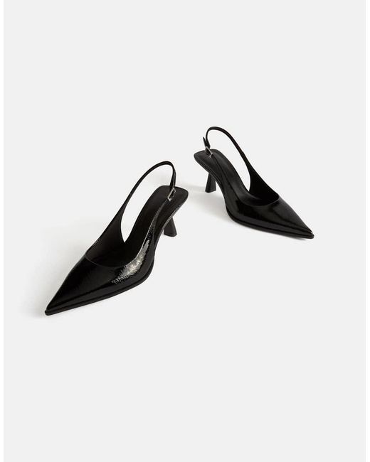 Bershka White Kitten Heel Slingback Shoes