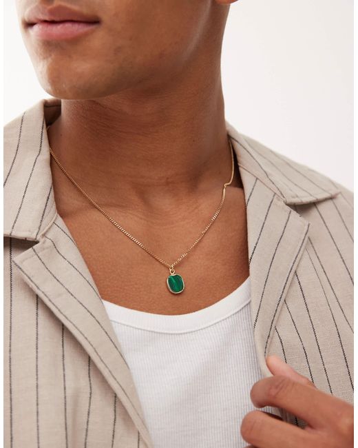 FADED FUTURE Brown Natural Green Stone Pendant Necklace for men