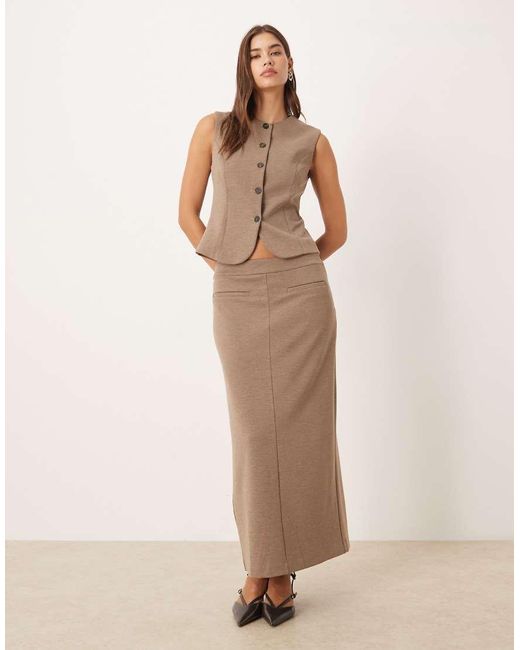Mango Brown Luca High Neck Waistcoat Co-ord