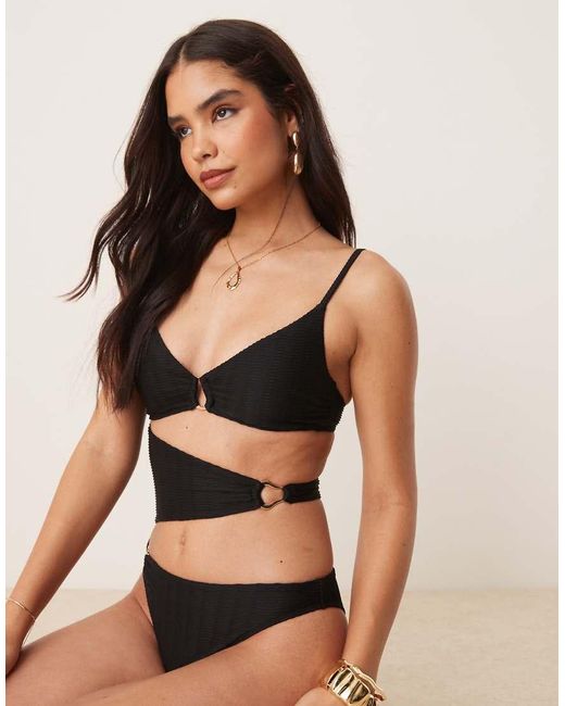 Abercrombie & Fitch Black Cut Out Ring Detail Swimsuit