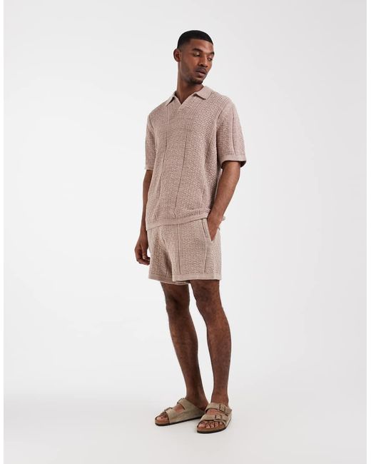 ASOS Natural Knitted Textured Shorts for men